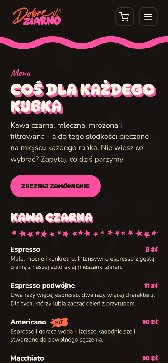 Dobre Ziarno – widok na telefonie