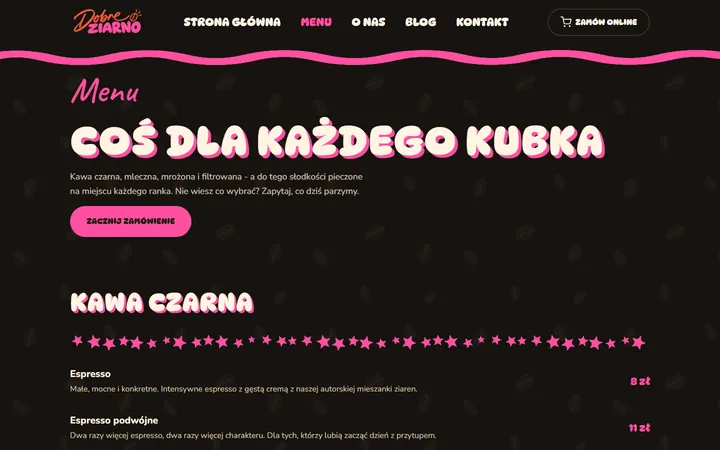 Dobre Ziarno – Menu