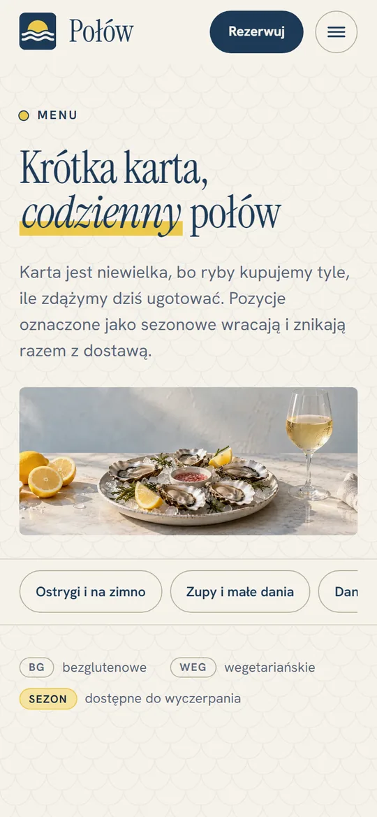 Połów – widok na telefonie
