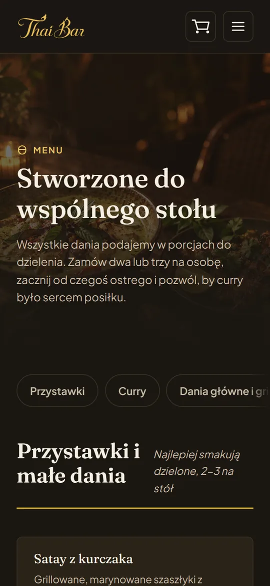 Thai Bar – widok na telefonie